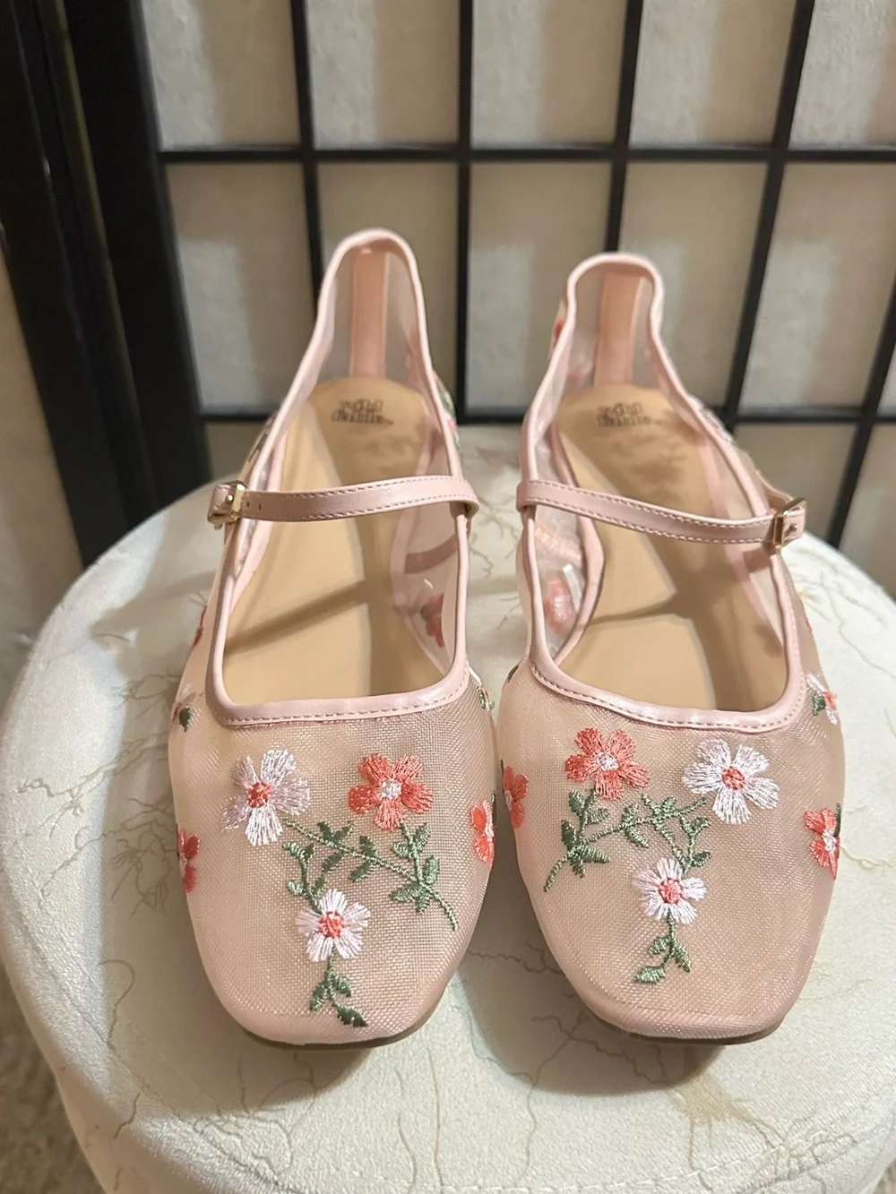 WILD FABLE Floral Embroidered Mesh Flats NWOT - Picture 5 of 7